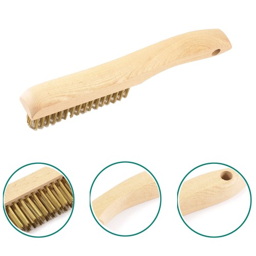 [Value Line-Professional Grade] Large Wire Brushes,Long Wooden Handle Hand Brushes