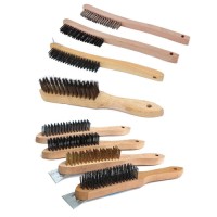 [Value Line-Professional Grade] Large Wire Brushes,Long Wooden Handle Hand Brushes