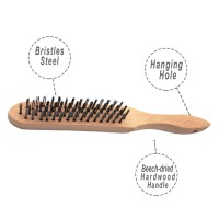 [Value Line-Professional Grade] Large Wire Brushes,Long Wooden Handle Hand Brushes